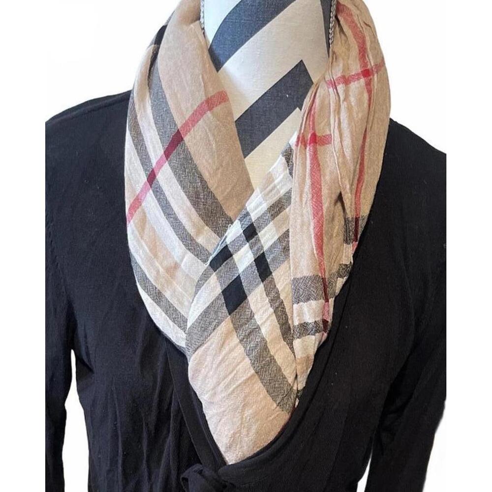 Plaid Pattern Lightweight Women's Scarf 30 inch by 72 in